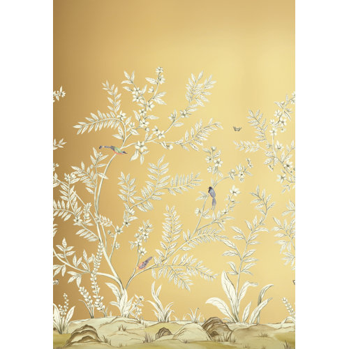 SEABROOK Archambeault Floral Vinyl Metallic Wallpaper Perigold